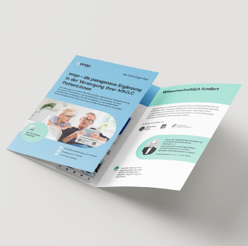 Konzept und Gestaltung & Produktion eines Produktflyers für die Onqo GmbH.